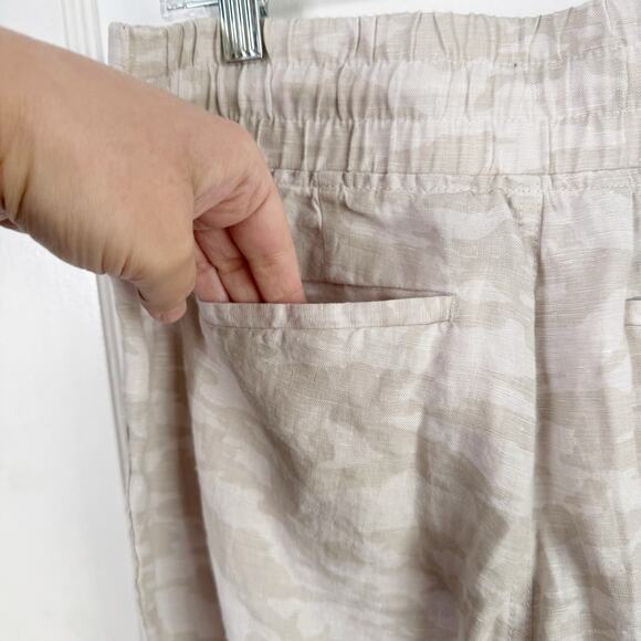 Athleta Cabo Tide Linen Jogger Pull On Pants Camo Print Neutral Drawstring 8 - Picture 10 of 13